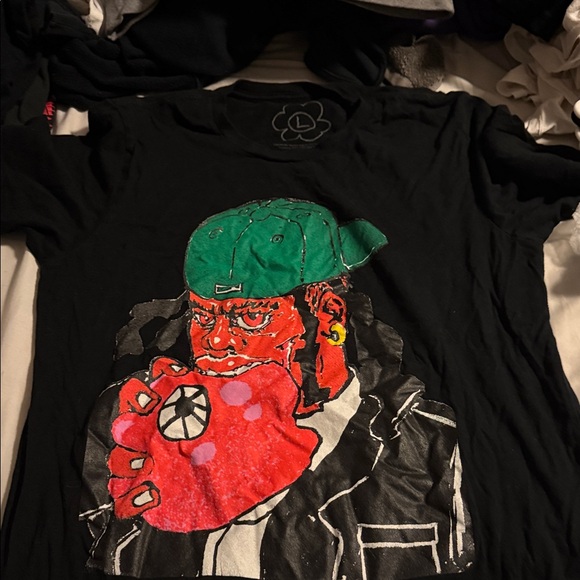 Black Tee with Bold Graphic Design - Picture 1 of 2
